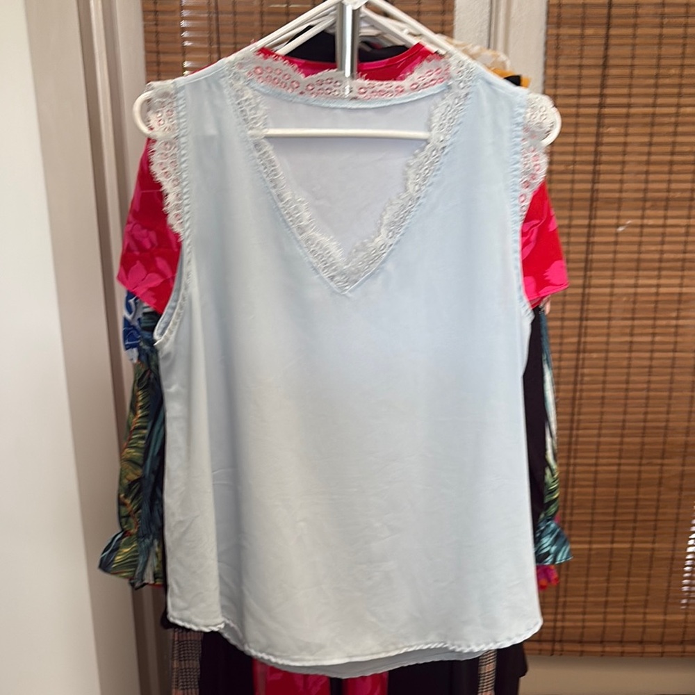 Blue Lace Sleeveless Blouse